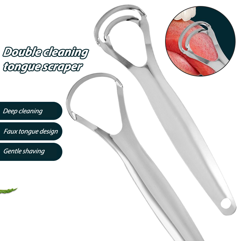 Tongue Scraper Metal - Paslanmaz çelik dil kazıyıcı çift katmanlı