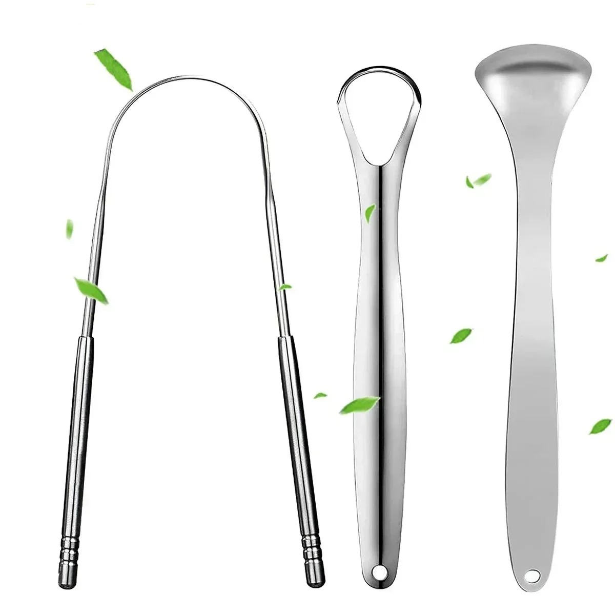 Tongue Scraper Metal - Paslanmaz Çelik Dil Kazıyıcı Seti, Ağız