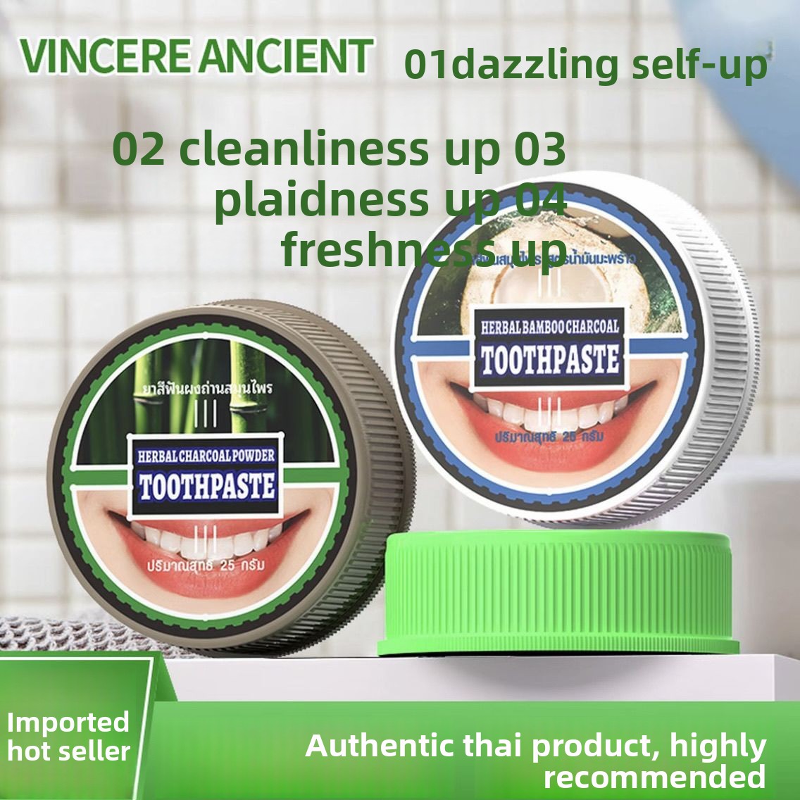 Doğal Tay VINCERE Diş Tozu Hin - Teeth Whitening Charcoal incelemesi ve fiyatı